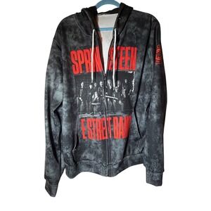 Bruce Springsteen E Street Band 2024 World Tour Zip Up Hoodie Acid Wash Black M